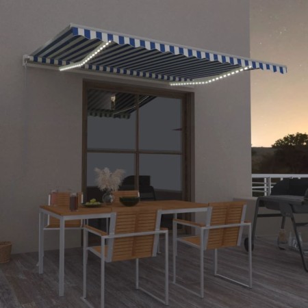 vidaXL Automatische Markise mit LED & Windsensor 400x350 Blau und Weiß