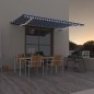 vidaXL Markise Manuell Einziehbar mit LED 500x300 cm Blau und Weiß vidaXL Markise Manuell Einziehbar mit LED 500x300 cm Blau und Weiß