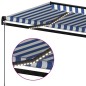 vidaXL Markise Manuell Einziehbar mit LED 500x300 cm Blau und Weiß vidaXL Markise Manuell Einziehbar mit LED 500x300 cm Blau und Weiß