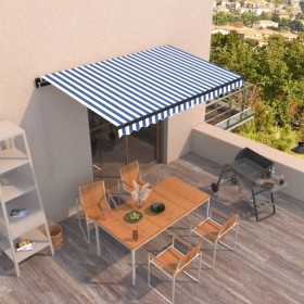 vidaXL Markise Manuell Einziehbar 400x350 cm Blau und Weiß