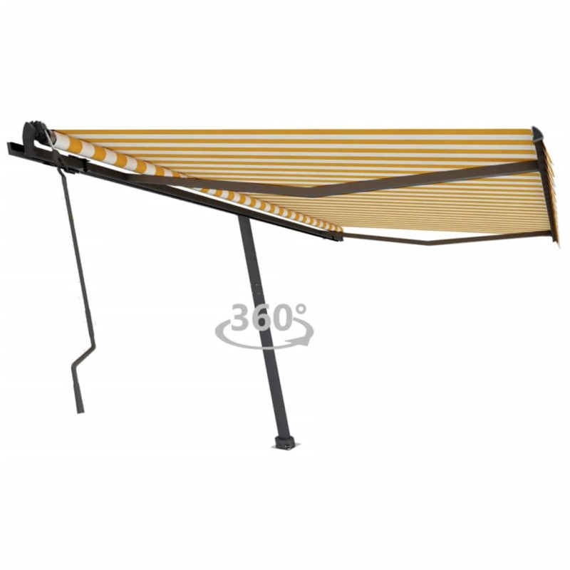 vidaXL Standmarkise Manuell Einziehbar 450x350 cm Gelb/Weiß vidaXL Standmarkise Manuell Einziehbar 450x350 cm Gelb/Weiß