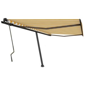 vidaXL Standmarkise Manuell Einziehbar 450x350 cm Gelb/Weiß