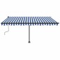 vidaXL Standmarkise Manuell Einziehbar 450x300 cm Blau/Weiß vidaXL Standmarkise Manuell Einziehbar 450x300 cm Blau/Weiß