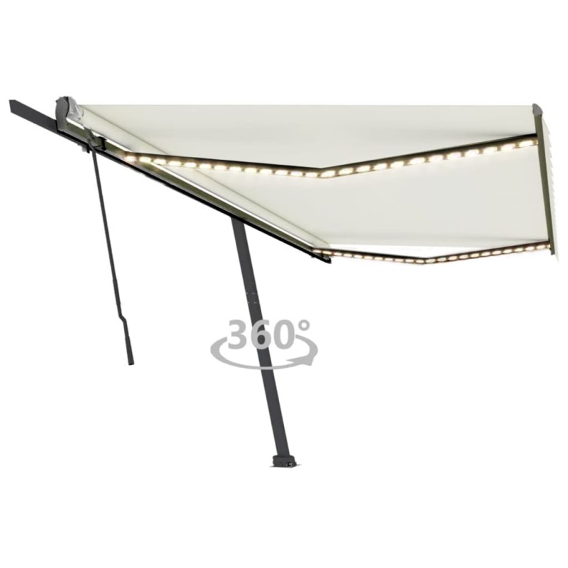 vidaXL Markise Manuell Einziehbar mit LED 500x300 cm Creme vidaXL Markise Manuell Einziehbar mit LED 500x300 cm Creme
