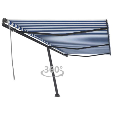 vidaXL Standmarkise Manuell Einziehbar 600x300 cm Blau/Weiß
