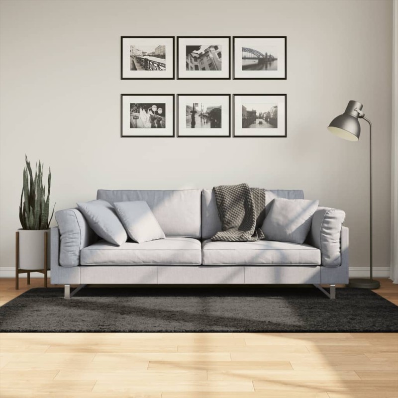 vidaXL Teppich ISTAN Hochflor Glänzend Anthrazit 100x200 cm vidaXL Teppich ISTAN Hochflor Glänzend Anthrazit 100x200 cm
