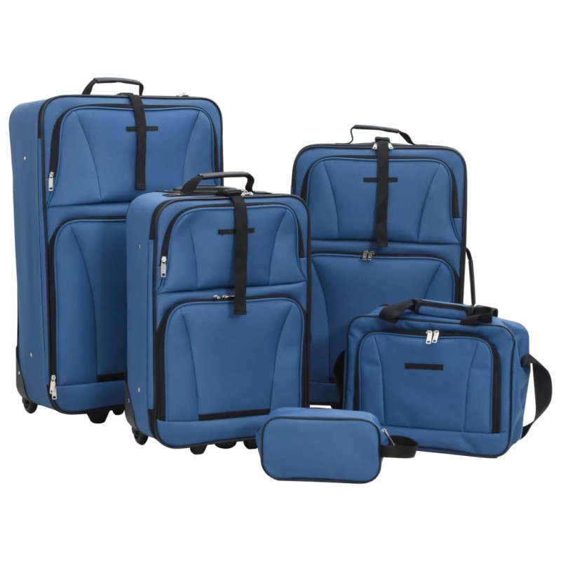 vidaXL 5-tlg. Reisekoffer-Set Blau Stoff vidaXL 5-tlg. Reisekoffer-Set Blau Stoff