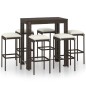 7-tlg. Gartenbar-Set mit Kissen Poly Rattan Braun 7-tlg. Gartenbar-Set mit Kissen Poly Rattan Braun