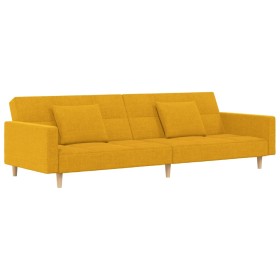 vidaXL Schlafsofa 2-Sitzer mit 2 Kissen Gelb Stoff