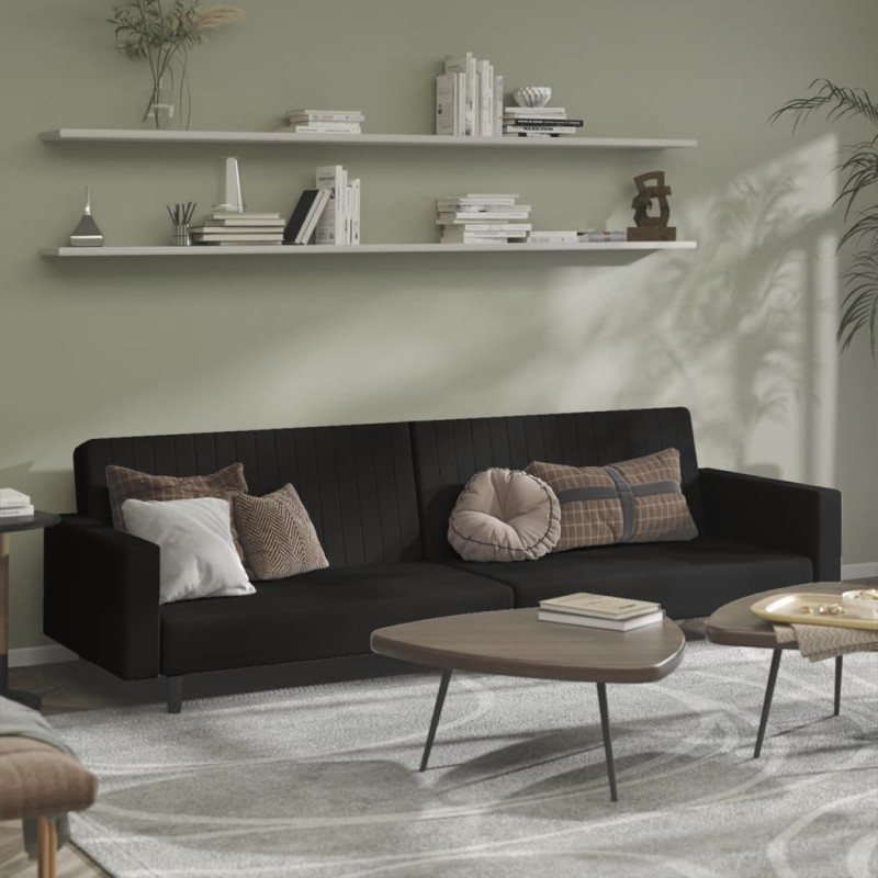 vidaXL Schlafsofa 2-Sitzer Schwarz Samt vidaXL Schlafsofa 2-Sitzer Schwarz Samt