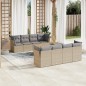 vidaXL 9-tlg. Garten-Sofagarnitur mit Kissen Beige Poly Rattan vidaXL 9-tlg. Garten-Sofagarnitur mit Kissen Beige Poly Rattan