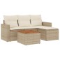 vidaXL 5-tlg. Garten-Sofagarnitur mit Kissen Beige Poly Rattan vidaXL 5-tlg. Garten-Sofagarnitur mit Kissen Beige Poly Rattan