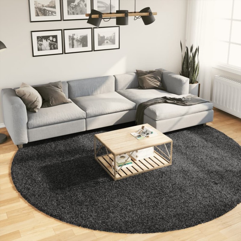 vidaXL Teppich Shaggy Hochflor Modern Anthrazit Ø 280 cm vidaXL Teppich Shaggy Hochflor Modern Anthrazit Ø 280 cm