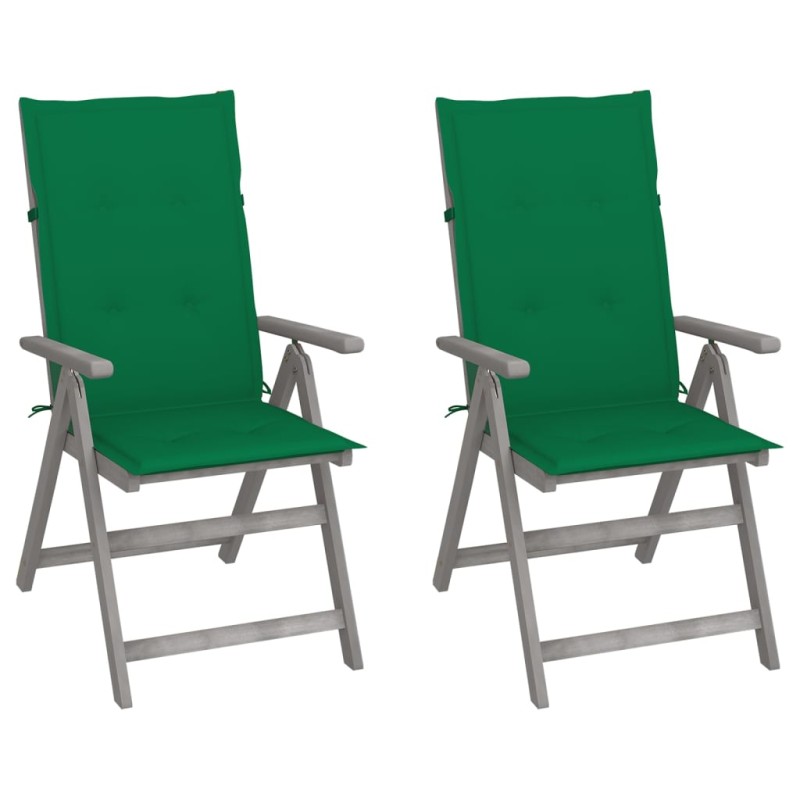 Verstellbare Gartenstühle 2 Stk. mit Auflagen Massivholz Akazie Verstellbare Gartenstühle 2 Stk. mit Auflagen Massivholz Akazie