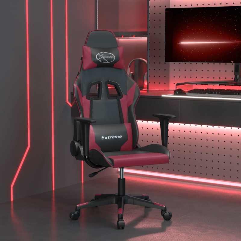 vidaXL Gaming-Stuhl mit Massagefunktion Schwarz und Weinrot Kunstleder vidaXL Gaming-Stuhl mit Massagefunktion Schwarz und Weinrot Kunstleder
