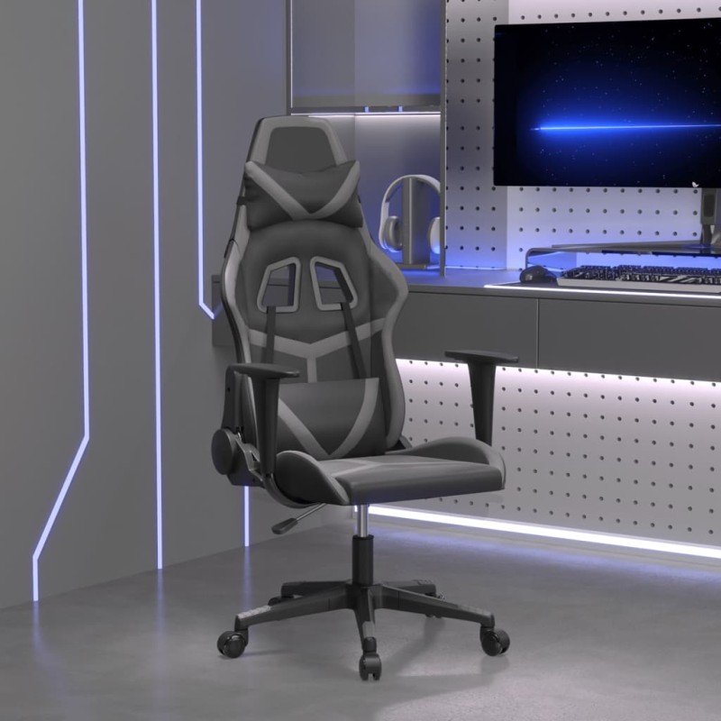 vidaXL Gaming-Stuhl mit Massagefunktion Schwarz und Grau Kunstleder vidaXL Gaming-Stuhl mit Massagefunktion Schwarz und Grau Kunstleder