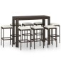 9-tlg. Gartenbar-Set mit Kissen Poly Rattan Braun 9-tlg. Gartenbar-Set mit Kissen Poly Rattan Braun