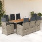 vidaXL 9-tlg. Garten-Essgruppe mit Kissen Grau Poly Rattan vidaXL 9-tlg. Garten-Essgruppe mit Kissen Grau Poly Rattan