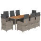 vidaXL 9-tlg. Garten-Essgruppe mit Kissen Grau Poly Rattan vidaXL 9-tlg. Garten-Essgruppe mit Kissen Grau Poly Rattan