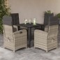 vidaXL 5-tlg. Garten-Essgruppe mit Kissen Hellgrau Poly Rattan vidaXL 5-tlg. Garten-Essgruppe mit Kissen Hellgrau Poly Rattan