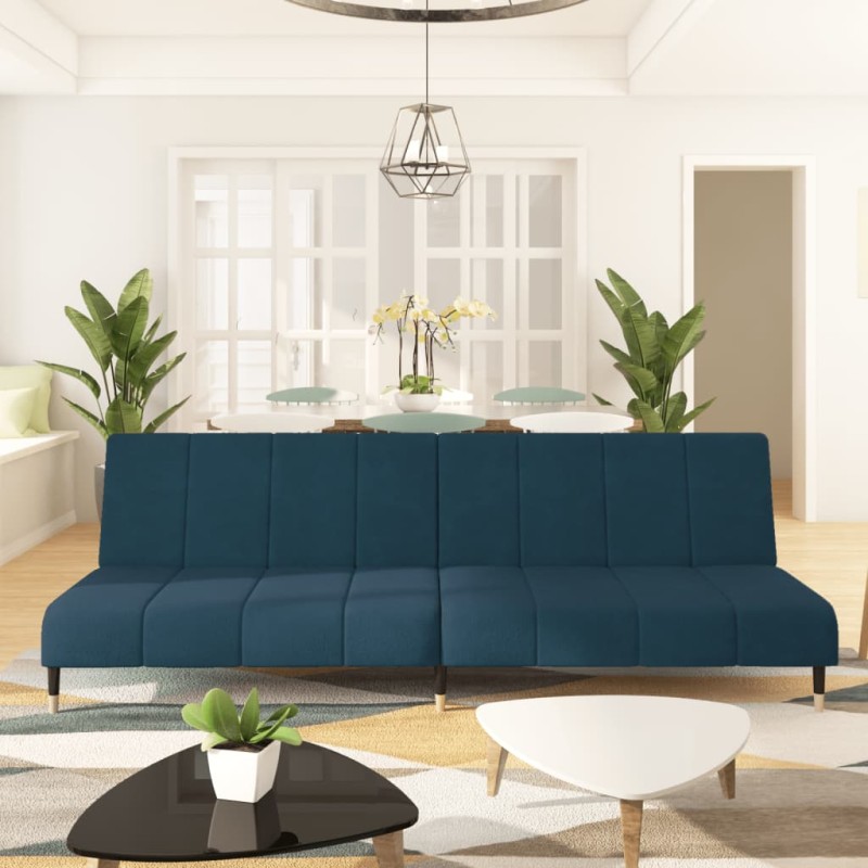 vidaXL Schlafsofa 2-Sitzer Blau Samt vidaXL Schlafsofa 2-Sitzer Blau Samt