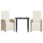 vidaXL 3-tlg. Bistro-Set mit Kissen Beige Poly Rattan vidaXL 3-tlg. Bistro-Set mit Kissen Beige Poly Rattan