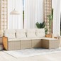 vidaXL 5-tlg. Garten-Sofagarnitur mit Kissen Beige Poly Rattan vidaXL 5-tlg. Garten-Sofagarnitur mit Kissen Beige Poly Rattan