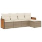 vidaXL 5-tlg. Garten-Sofagarnitur mit Kissen Beige Poly Rattan vidaXL 5-tlg. Garten-Sofagarnitur mit Kissen Beige Poly Rattan
