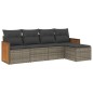 vidaXL 5-tlg. Garten-Sofagarnitur mit Kissen Grau Poly Rattan vidaXL 5-tlg. Garten-Sofagarnitur mit Kissen Grau Poly Rattan