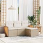 vidaXL 4-tlg. Garten-Sofagarnitur mit Kissen Beige Poly Rattan vidaXL 4-tlg. Garten-Sofagarnitur mit Kissen Beige Poly Rattan
