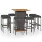 vidaXL 9-tlg. Gartenbar-Set mit Kissen Poly Rattan Grau vidaXL 9-tlg. Gartenbar-Set mit Kissen Poly Rattan Grau