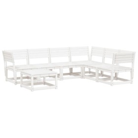 vidaXL 7-tlg. Garten-Lounge-Set Weiß Massivholz Kiefer