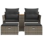 vidaXL Gartensofa 2-Sitzer mit Hockern Grau Poly Rattan vidaXL Gartensofa 2-Sitzer mit Hockern Grau Poly Rattan