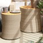 vidaXL Garten-Beistelltische 2 Stk. mit Holzplatte Beige Poly Rattan vidaXL Garten-Beistelltische 2 Stk. mit Holzplatte Beige Poly Rattan