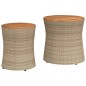 vidaXL Garten-Beistelltische 2 Stk. mit Holzplatte Beige Poly Rattan vidaXL Garten-Beistelltische 2 Stk. mit Holzplatte Beige Poly Rattan