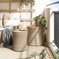 vidaXL Garten-Beistelltische 2 Stk. mit Holzplatte Beige Poly Rattan vidaXL Garten-Beistelltische 2 Stk. mit Holzplatte Beige Poly Rattan
