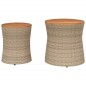 vidaXL Garten-Beistelltische 2 Stk. mit Holzplatte Beige Poly Rattan vidaXL Garten-Beistelltische 2 Stk. mit Holzplatte Beige Poly Rattan