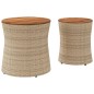 vidaXL Garten-Beistelltische 2 Stk. mit Holzplatte Beige Poly Rattan vidaXL Garten-Beistelltische 2 Stk. mit Holzplatte Beige Poly Rattan