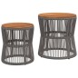 vidaXL Garten-Beistelltische 2 Stk. mit Holzplatte Grau Poly Rattan vidaXL Garten-Beistelltische 2 Stk. mit Holzplatte Grau Poly Rattan