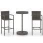 vidaXL 3-tlg. Gartenbar-Set Poly Rattan Grau vidaXL 3-tlg. Gartenbar-Set Poly Rattan Grau