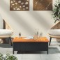 vidaXL Gartentisch Schwarz 70x70x25 cm Rattan und Akazienholz vidaXL Gartentisch Schwarz 70x70x25 cm Rattan und Akazienholz