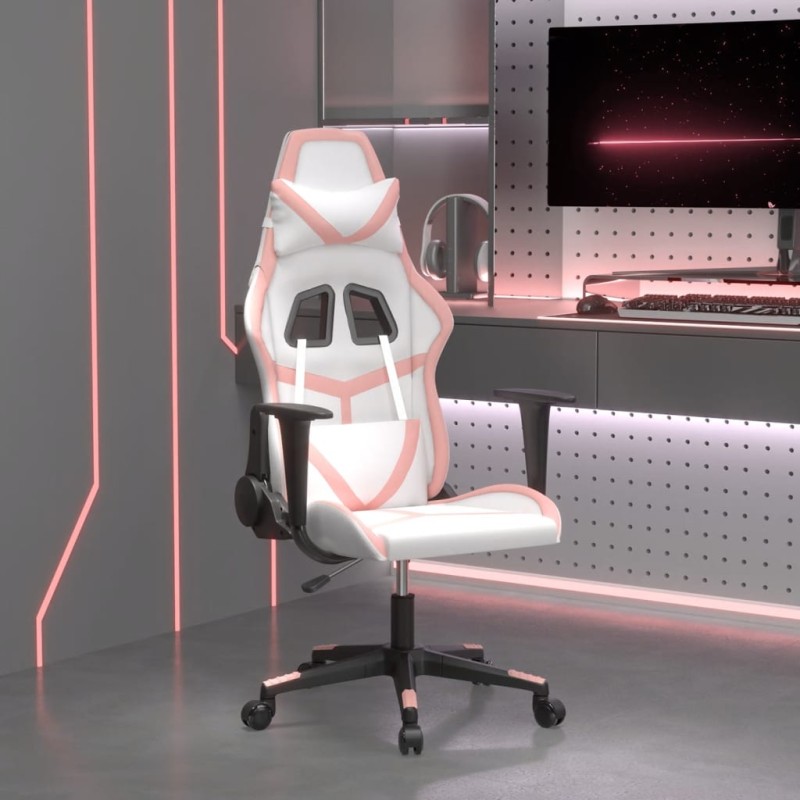 vidaXL Gaming-Stuhl mit Massagefunktion Weiß und Rosa Kunstleder vidaXL Gaming-Stuhl mit Massagefunktion Weiß und Rosa Kunstleder