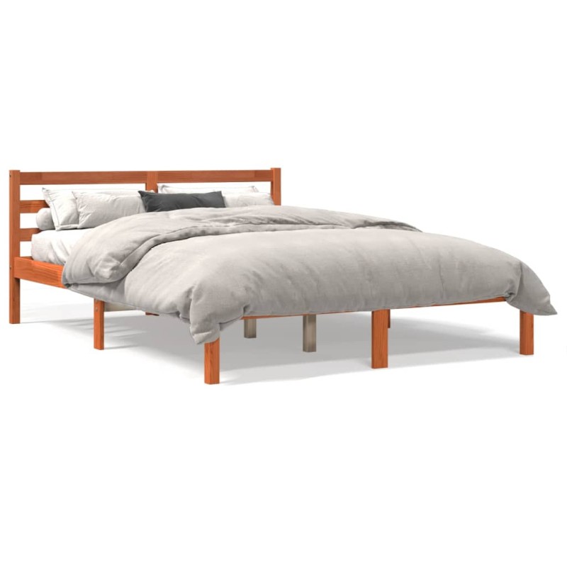 vidaXL Massivholzbett Wachsbraun 135x190 cm Kiefer vidaXL Massivholzbett Wachsbraun 135x190 cm Kiefer