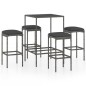 5-tlg. Gartenbar-Set mit Kissen Poly Rattan Grau 5-tlg. Gartenbar-Set mit Kissen Poly Rattan Grau