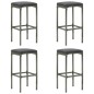 5-tlg. Gartenbar-Set mit Kissen Poly Rattan Grau 5-tlg. Gartenbar-Set mit Kissen Poly Rattan Grau