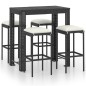 5-tlg. Gartenbar-Set mit Kissen Poly Rattan Schwarz 5-tlg. Gartenbar-Set mit Kissen Poly Rattan Schwarz
