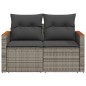 vidaXL Gartensofa 2-Sitzer mit Kissen Grau Poly Rattan vidaXL Gartensofa 2-Sitzer mit Kissen Grau Poly Rattan