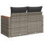 vidaXL Gartensofa 2-Sitzer mit Kissen Grau Poly Rattan vidaXL Gartensofa 2-Sitzer mit Kissen Grau Poly Rattan