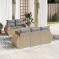 vidaXL 6-tlg. Garten-Sofagarnitur mit Kissen Beige Poly Rattan vidaXL 6-tlg. Garten-Sofagarnitur mit Kissen Beige Poly Rattan