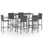 7-tlg. Gartenbar-Set Poly Rattan Grau 7-tlg. Gartenbar-Set Poly Rattan Grau